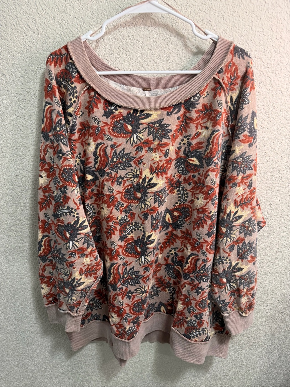 Free People Floral Paisley Pullover in Dusty Mauve & Rust